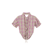 Eyelet Back Cut Out Check Shirt