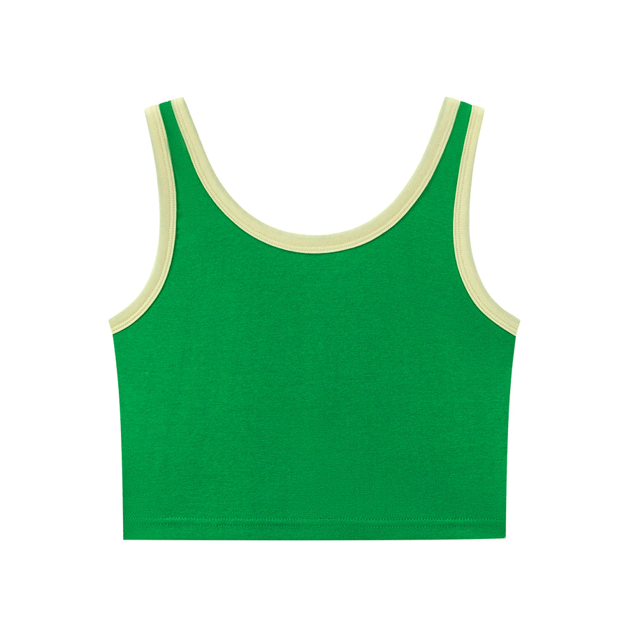 CHUU Front Button Crop Sleeveless Top