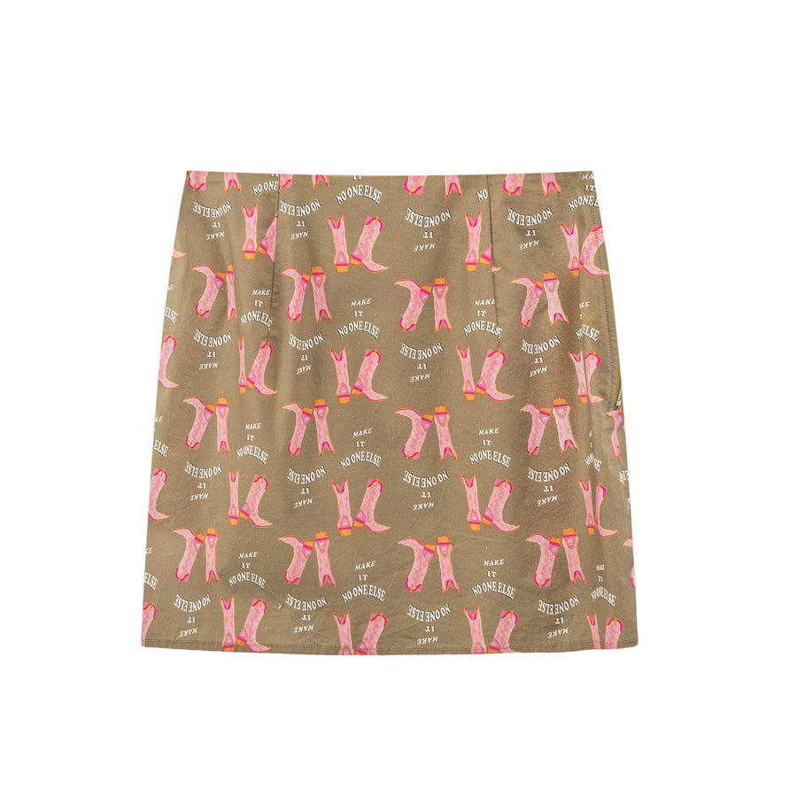 CHUU Boot Print Slit Mini Skirt