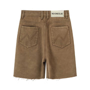 Raw Hem Wide Bermuda Shorts