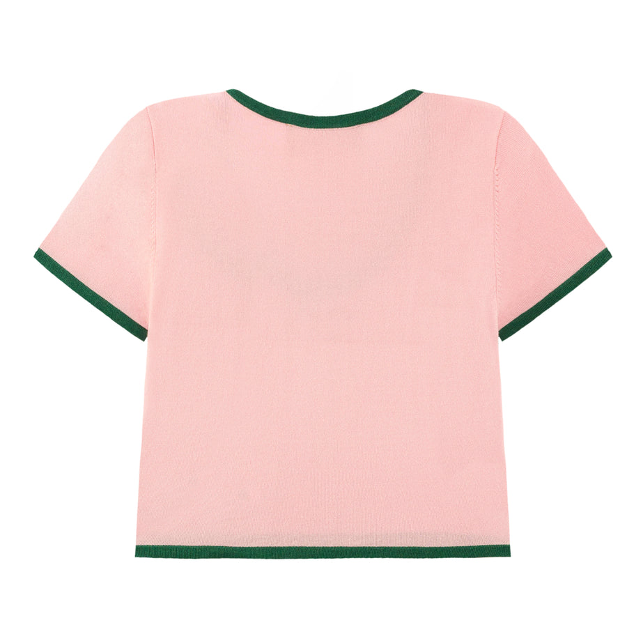 CHUU Color Block Short-Sleeved Crop Top