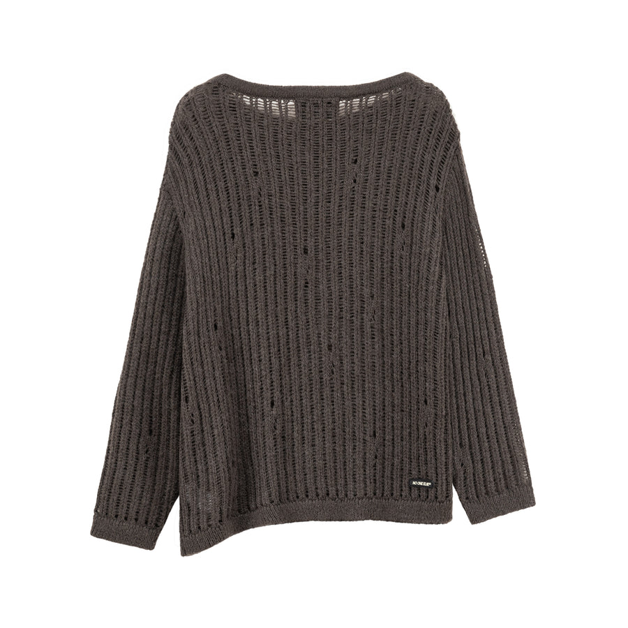 CHUU Ribbed Open Knit Loose Fit Sweater