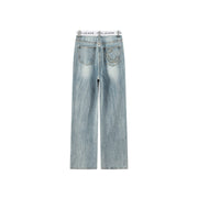 Star Power Ribbed High Waist Straight Jeans