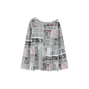 Printed Newspaper Off-The-Shoulder T-Shirt