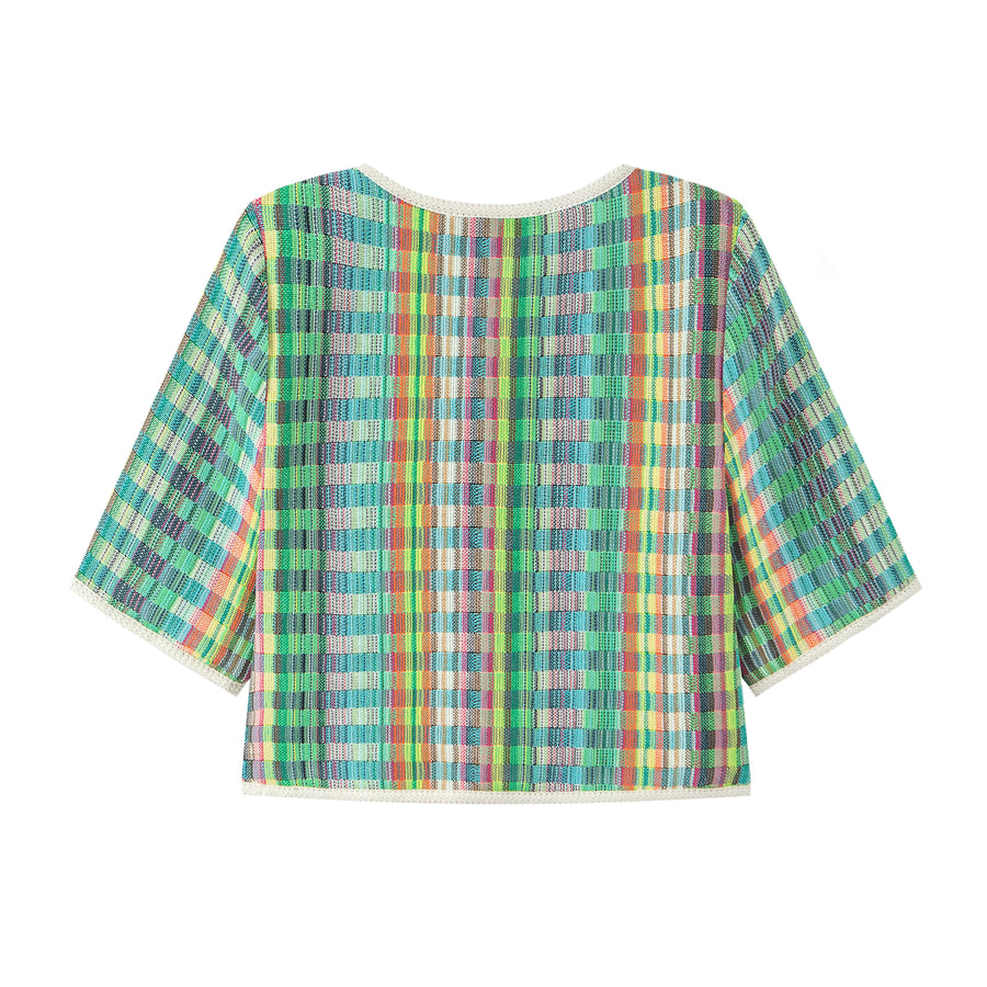 CHUU Rainbow Checked Tweed Jacket