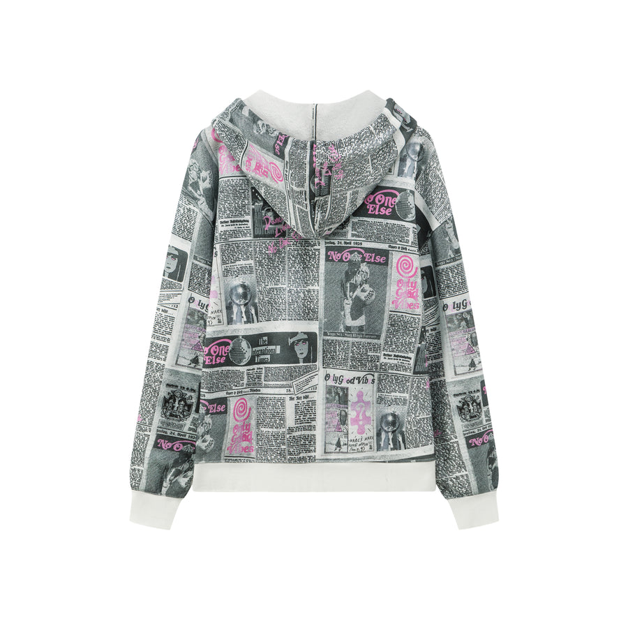 CHUU Vintage Newspaper Hoodie