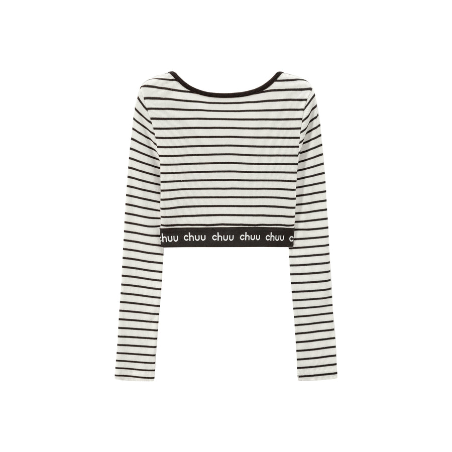 CHUU Slim Buttons Crop T-Shirt