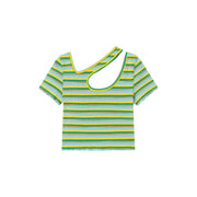 Color Stripe Cut Out T-Shirt