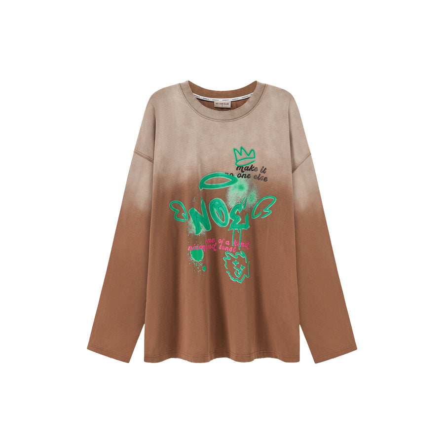 CHUU Angel Graffiti Logo Gradient Long-Sleeves Top