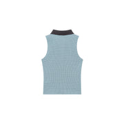 Collar Stripe Sleeveless Top