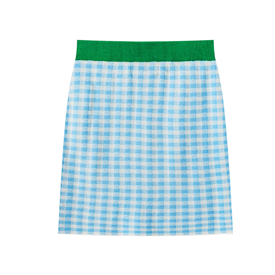 CHUU Gingham Knit Mini Skirt