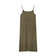 A-Line Slit Check Sleeveless Dress