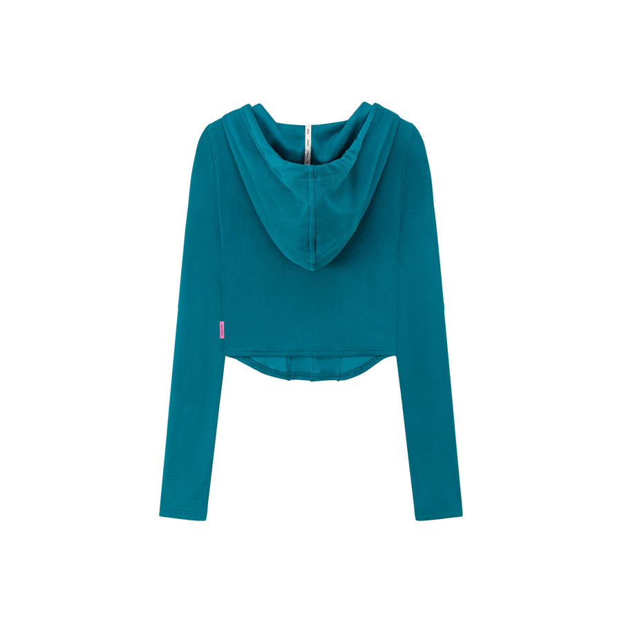 CHUU Kick It Colored Cropped Hooded Top