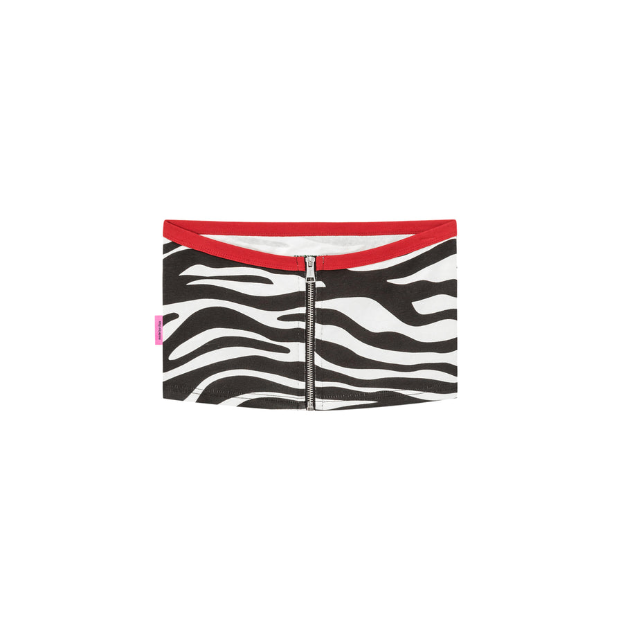 CHUU Zebra Zip Tube Top