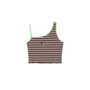 Unbalanced Striped Sleeveless Crop Top