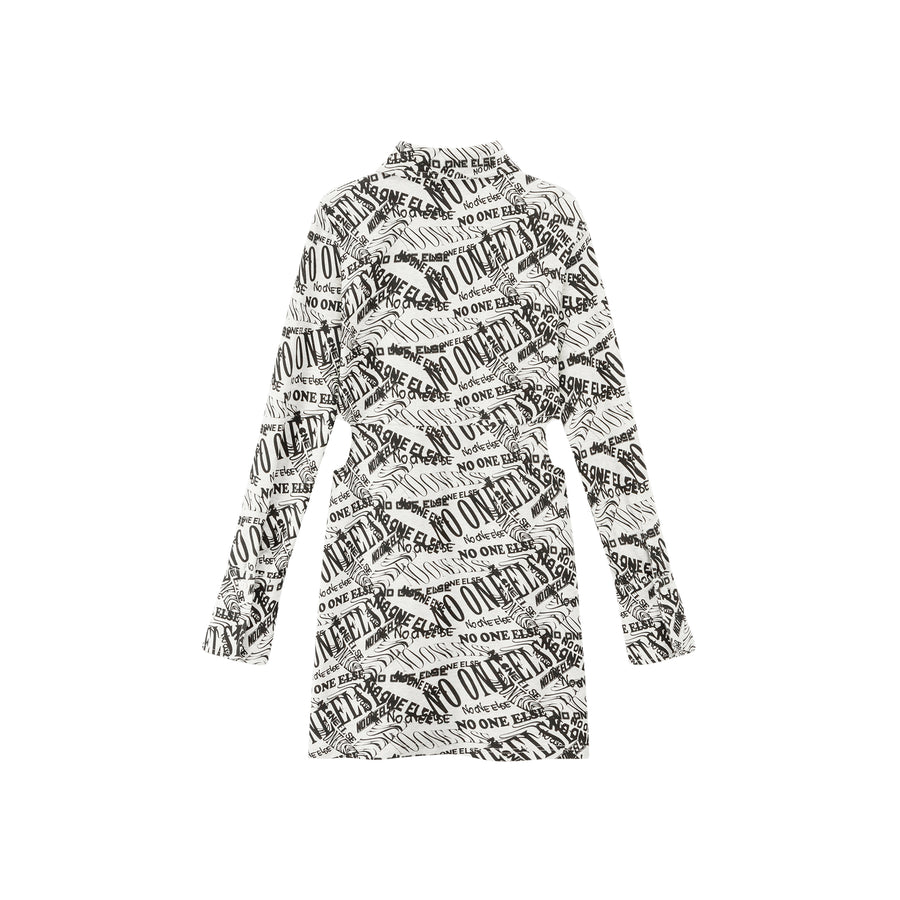 CHUU Scribbling Cutout Mini Shirt Dress