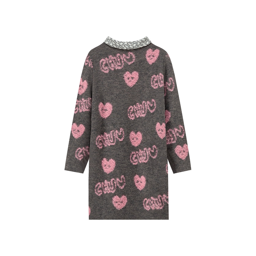 CHUU Chuu Heart Half Zip-Up Dress