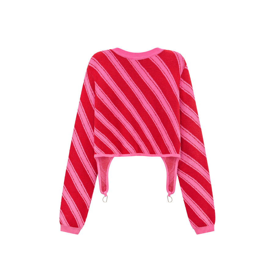 CHUU Chuu Baby Unbalanced Striped Long-Sleeves Top