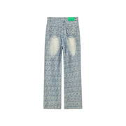 Heart Logo Washed Wide Denim Pants