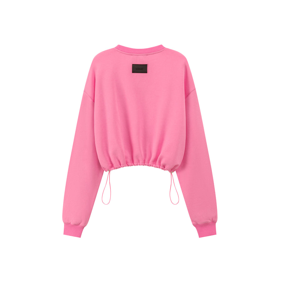 CHUU Chuu Heart Print Crop Sweatshirt