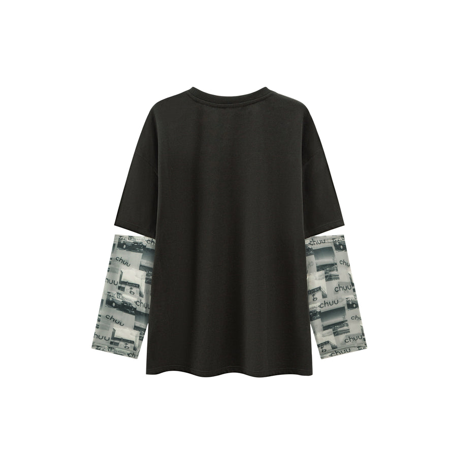 CHUU Disco Time See-Through Sleeves T-Shirt