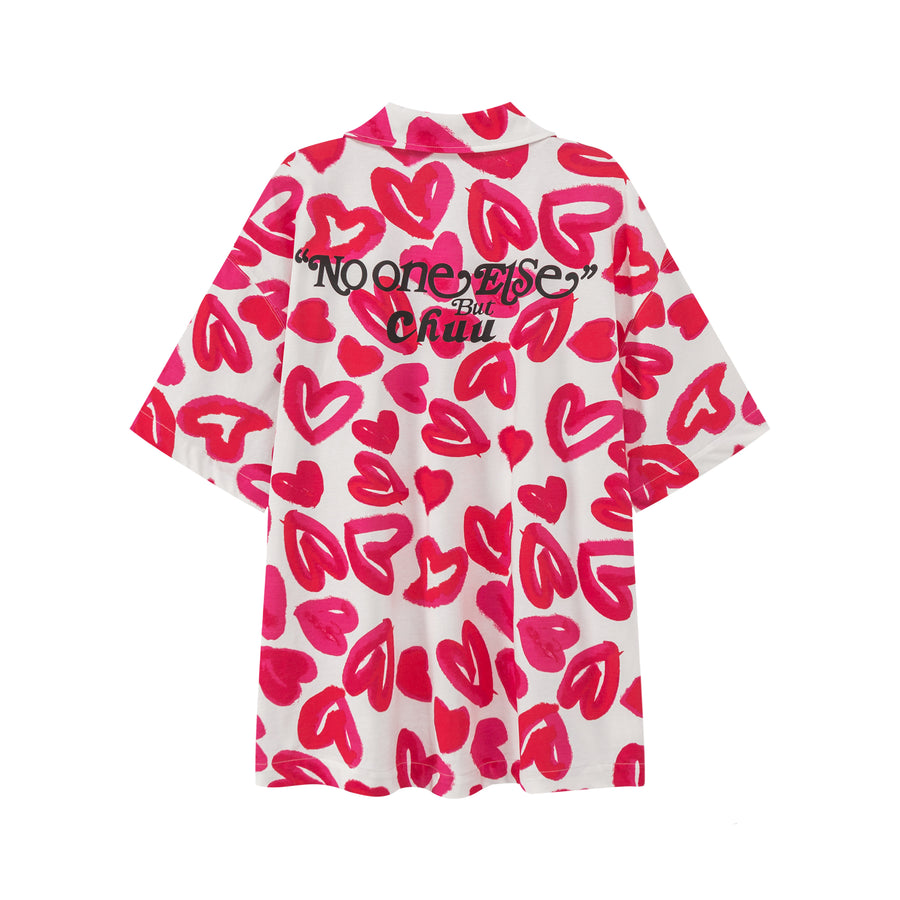 CHUU Painted Hearts Short-Sleeved Shirt