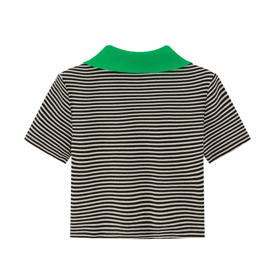 CHUU What You Want To Hear Stripes Polo Top