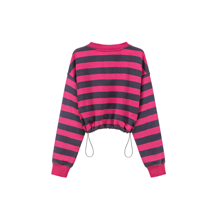 CHUU At My Best Stripe Cropped Sweatshirt