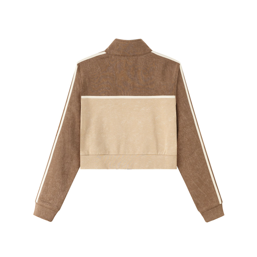 CHUU High Neck Crop Zip-Up