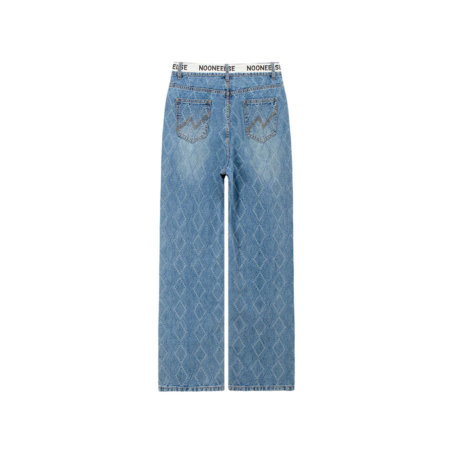 CHUU Argyle Single Straight Denim Pants