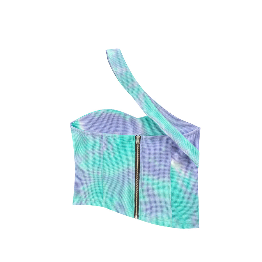 CHUU Tie-Dye Cross Strap Off-Shoulder Top