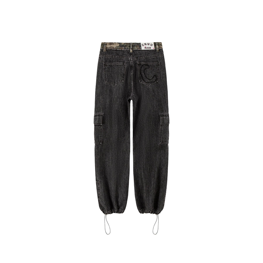 CHUU Winter Roadtrip Cargo String Straight Denim Jeans