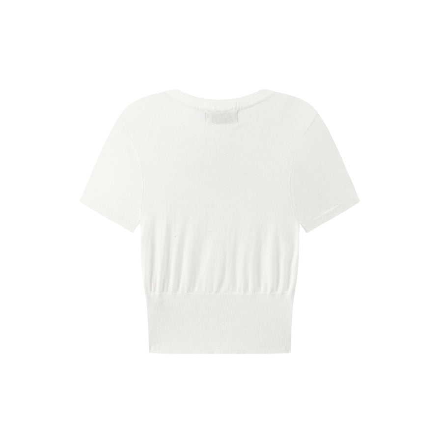 CHUU Front Cutout Ribbed Top