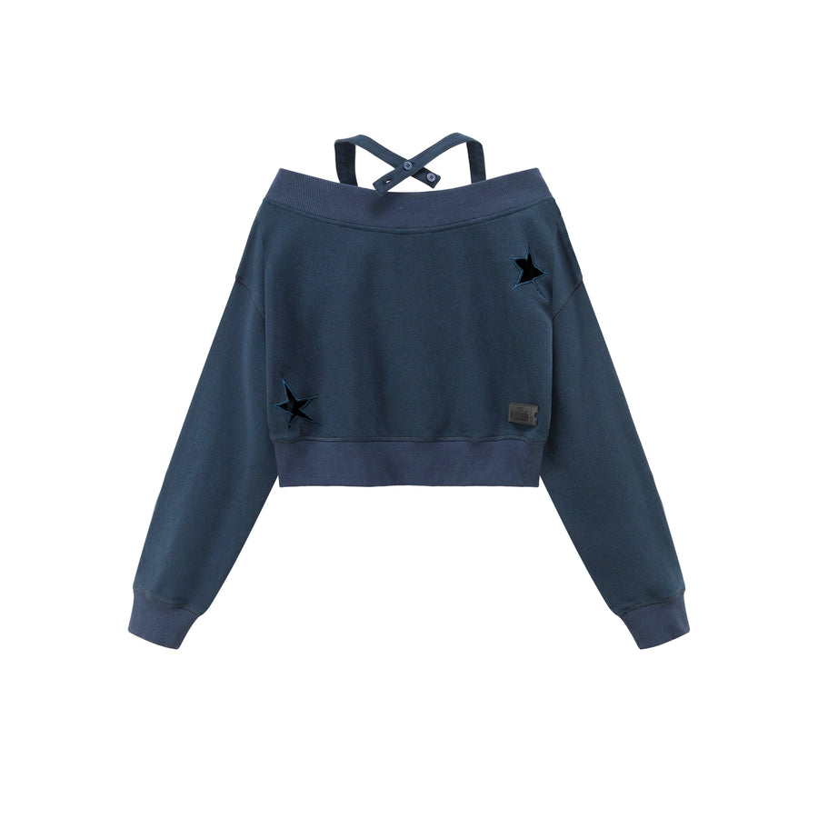 CHUU Star Off The Shoulder Sweatshirt