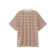 Rainbow Stripes Loose Fit Polo T-Shirt