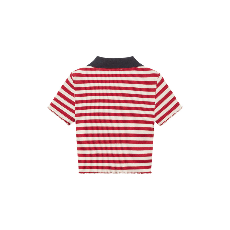 CHUU Striped Zip-Up T-Shirt