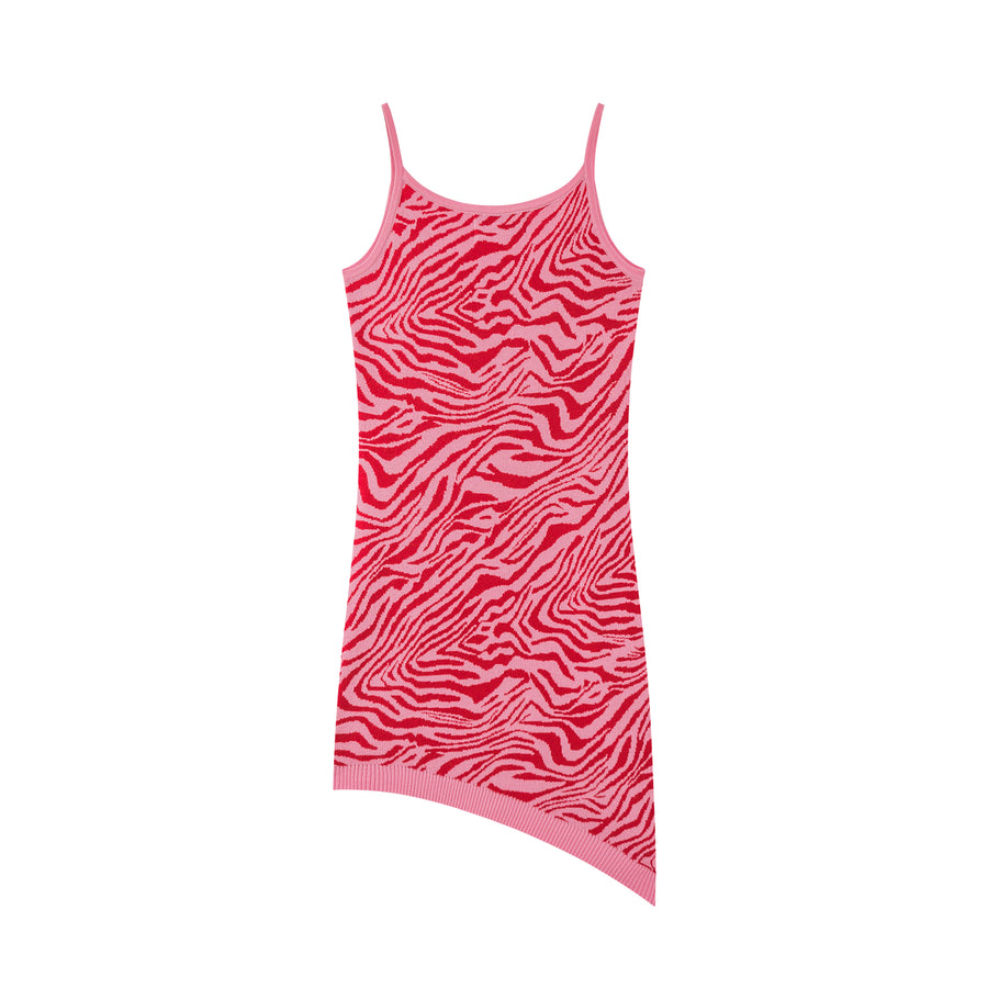 CHUU Zebra Knit Cami Mini Dress