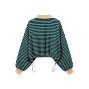 Stripe Loose Fit Crop Sweatshirt