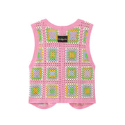 Square Pattern Crochet Vest