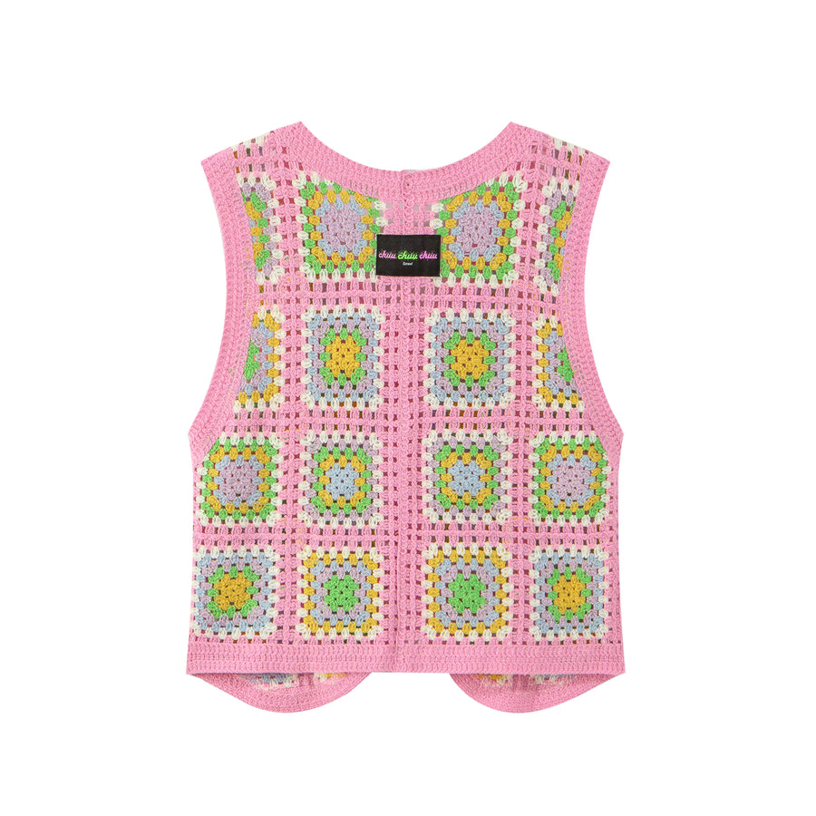 CHUU Square Pattern Crochet Vest