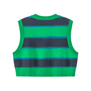 Striped Round-Neck Knit Vest