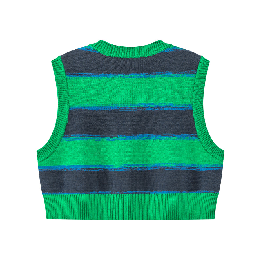 CHUU Striped Round-Neck Knit Vest