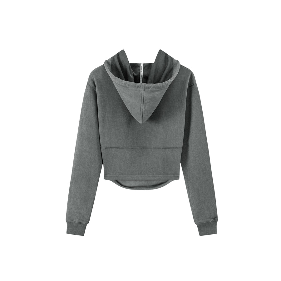 CHUU Basic String Cropped Hoodie