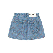 Argyle Line Denim Mini Skirt