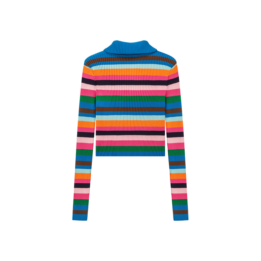 CHUU A Dose Of Happiness Rainbow Stripe Knit Top