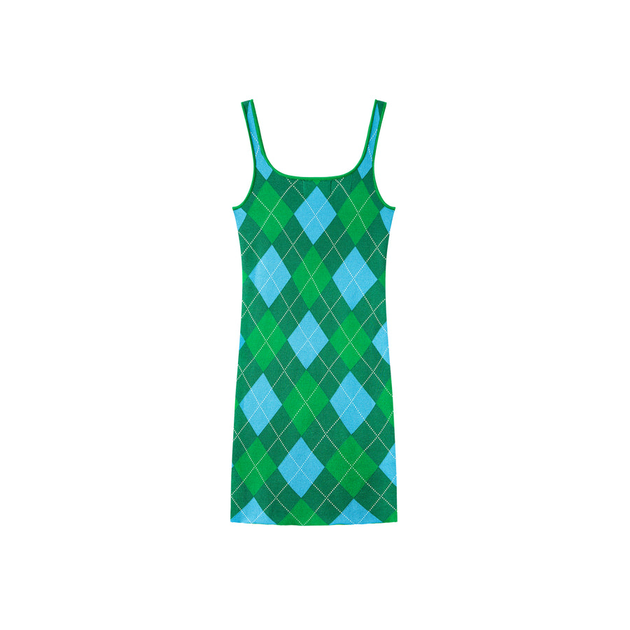 CHUU Argyle Knitwear Sleeveless Mini Dress