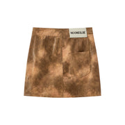 Vintage Wash Leather Mini Skirt