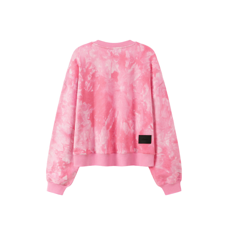 CHUU Puppy Love High Neck Tie-Dye Sweatshirt