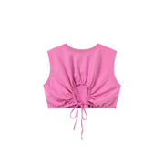 By Chuu Color String Back Cutout Sleeveless Crop Top