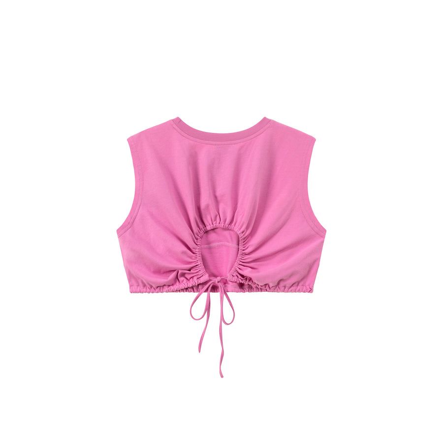 CHUU By Chuu Color String Back Cutout Sleeveless Crop Top